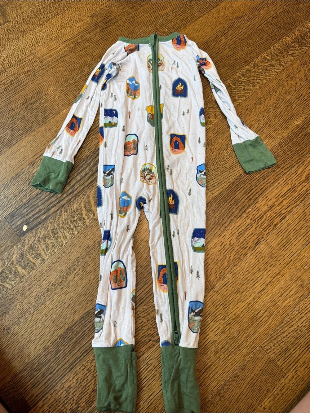 One-Piece Footie Pajamas with Green Trim